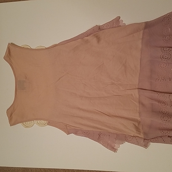 ANTHRO Deletta Blush Pink Crochet Lace and Cut out detail Tank Sz XS - Picture 5 of 6